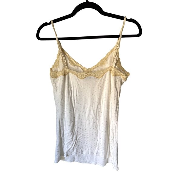 Express White Polka Dot Lace-Trim Spaghetti Strap Camisole Top Womens M - Picture 3 of 6